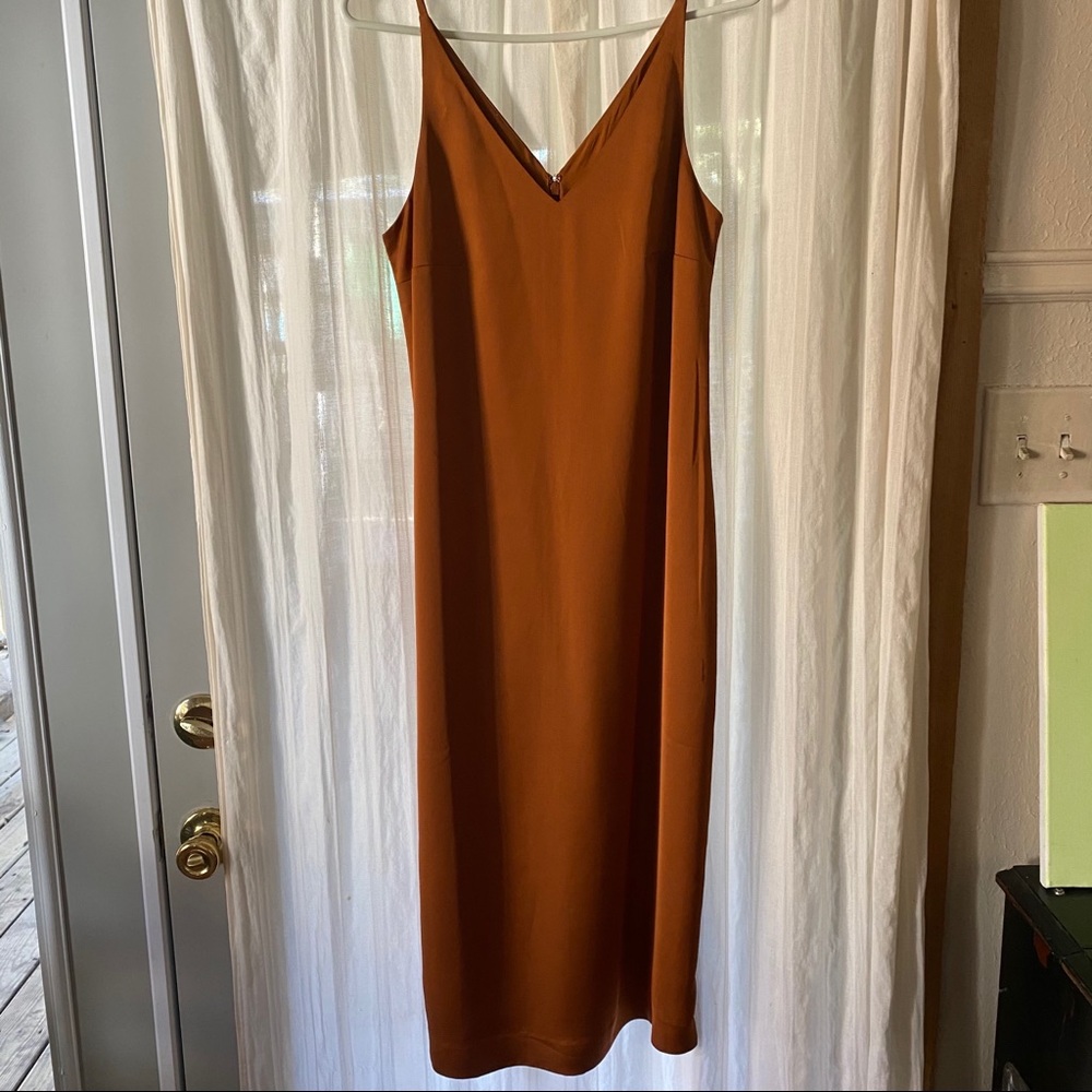 Satin midi double-slip dress